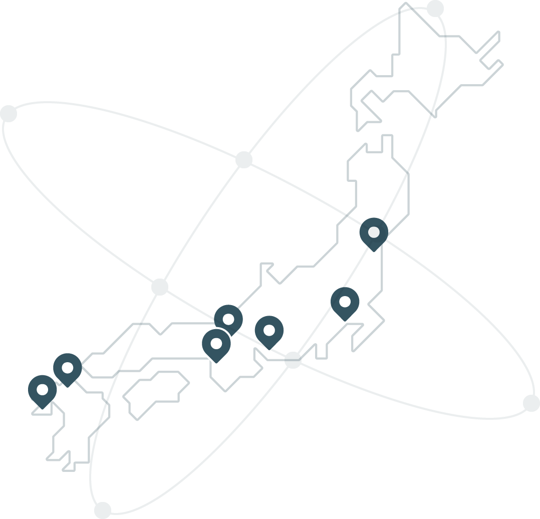 名古屋を拠点に全国に6支社のネットワーク